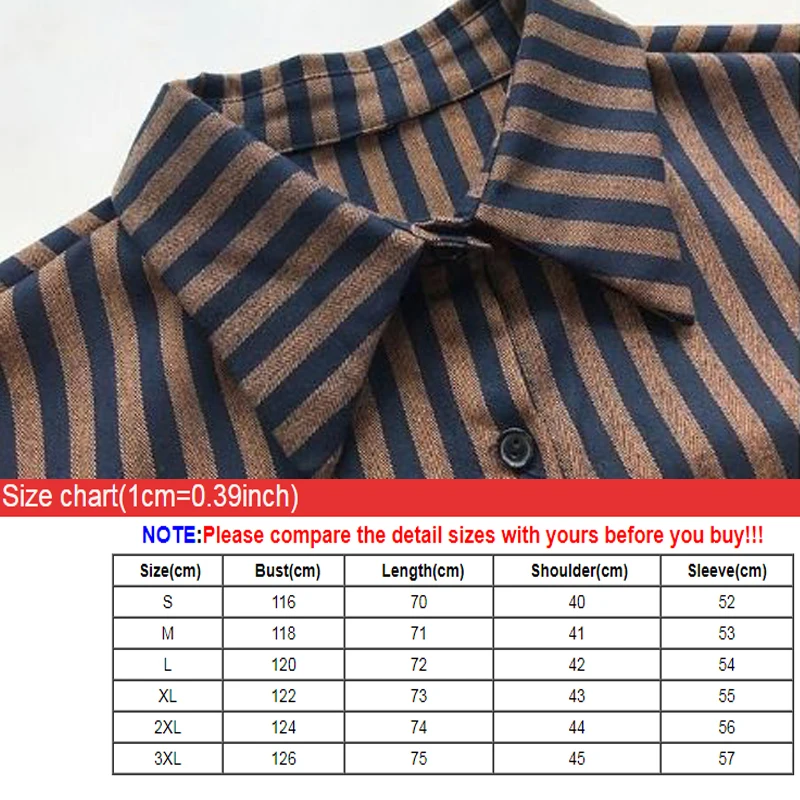 

Sllsky Harajuku Striped Women Blouse Loose Plus Size Women Shirt 2020 Spring New Long Sleeve Casual Single Breasted Women Tops