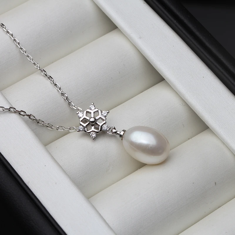 Купи Real Freshwater Natural Pearl Pendant For Women, Wedding Trendy Snow 925 Sterling Silver Pendant Necklace Chain 45cm за 292 рублей в магазине AliExpress
