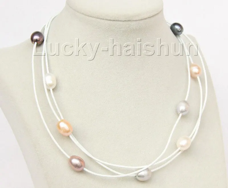 

Adjustable 3row White Black Pink Purple Gray Pearls White Leather Necklace J9900 Letter Necklace Nightmare Before Christmas