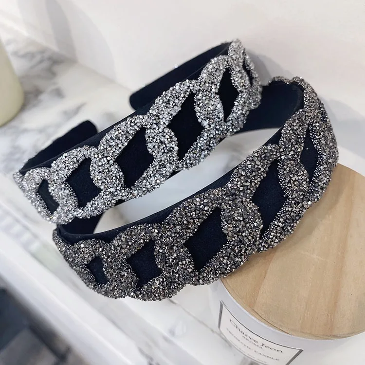 

Fashion Classic Resin Chain Gray White Women's Headband Casual Party Travel Hair Accessories Hair Hoop Hairband Wide Side