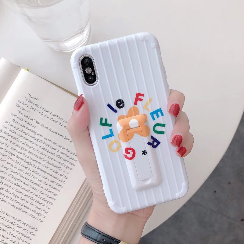 Cute Luggage Case white yellow flower bracket Cartoon Couple Phone Cover for iphone 6 6s Plus X XS XR Max 7 8 |