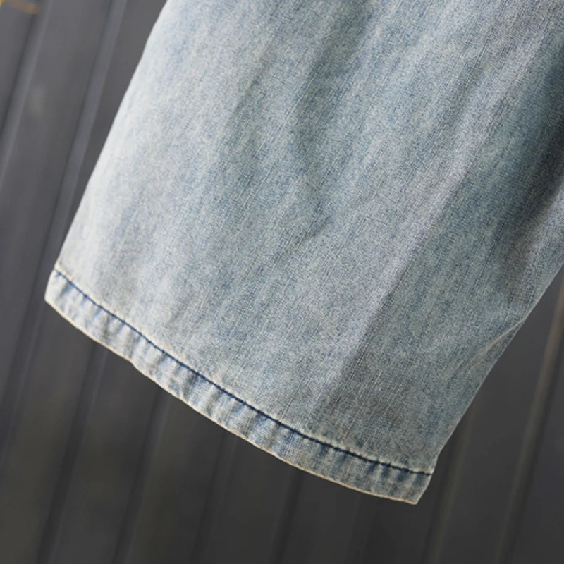 

Women Jeans Wide Leg Bleached Patchwork Loose Oversize Retro Vintage Denim Pants for Summer Elastic Waist B01241645