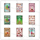 Десерт, мороженое, фаст-фуд, металлический знак, Ретро металлическая Оловянная пластина, розовый плакат, настенное украшение для ресторана, металлический постер, краска