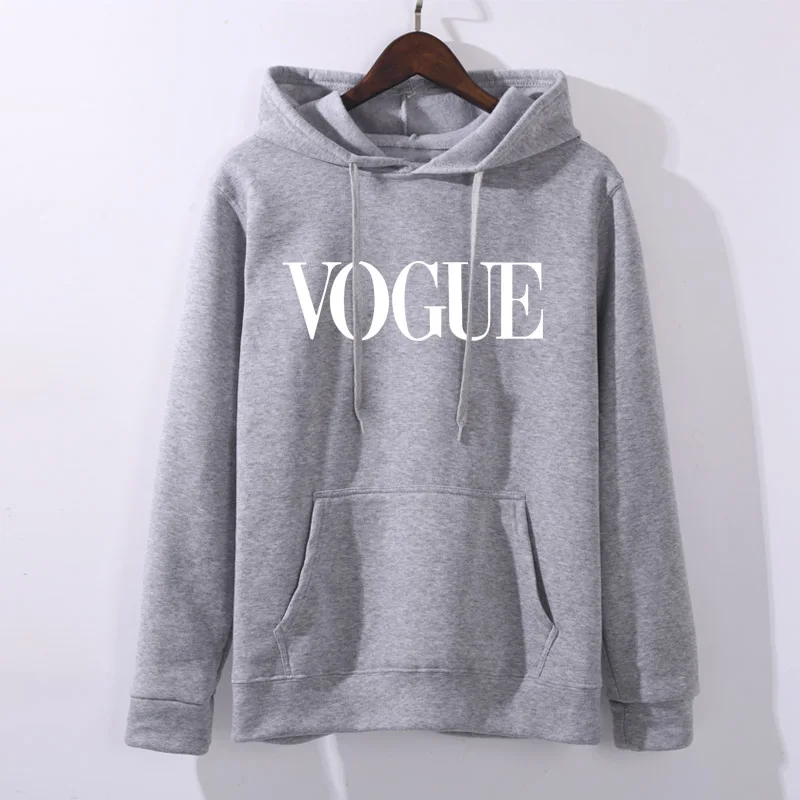 Толстовки женские осень VOGUE печать однотонная Толстовка Пуловер с круглым вырезом зимний женский спортивный костюм плюс размер Одежда