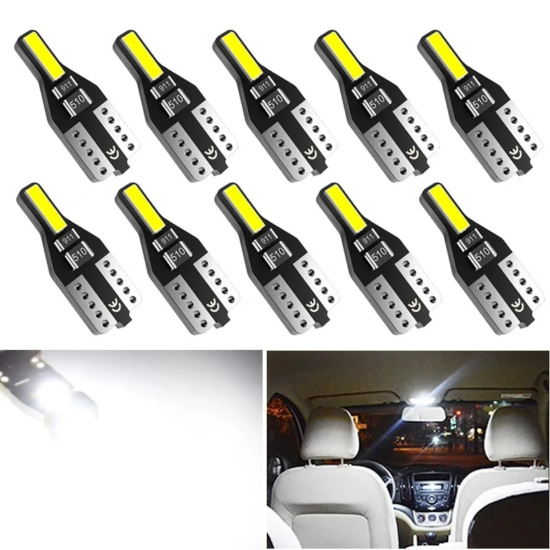 10 шт. T10 W5W Led 2825 светодиодная лампочка для салона автомобиля светильник чтения