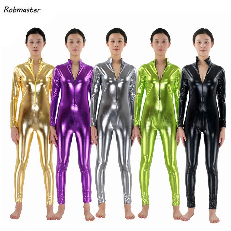 Женский детский латексный костюм черный блестящий металлик костюм-кошка