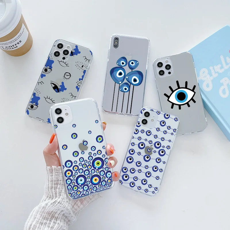 Bags For Samsung Galaxy A12 M12 A10 A13 F12 A20e A21s A22 A31 A32 A40 A41 A52 A51 A50 A30 S A70 A71 A72 Blue Evil Eye Phone Case