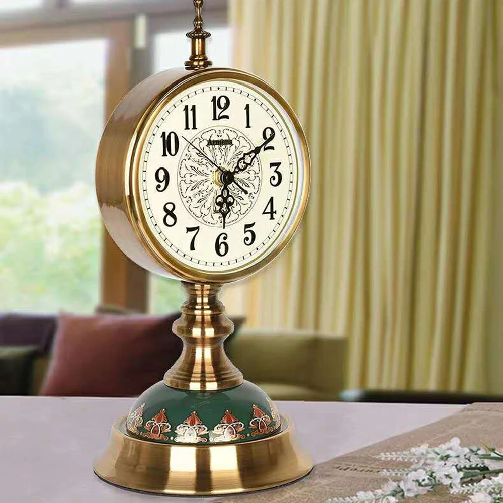 Table Clock Vintage Desk Art Gold Glass Design Non-Slip Base Silence Scanning Living Room Home Decoration | Дом и сад