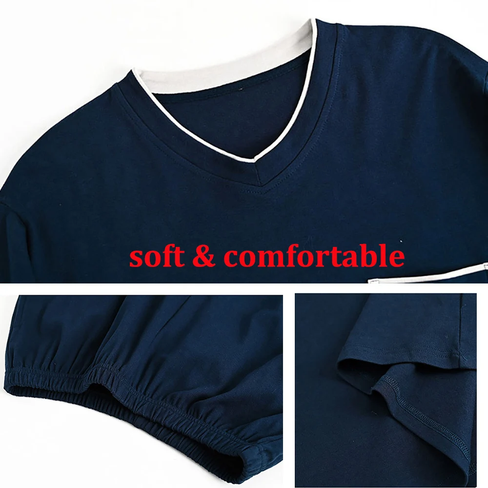 Пижамный комплект Мужской Хлопковый в полоску Повседневная модная одежда для