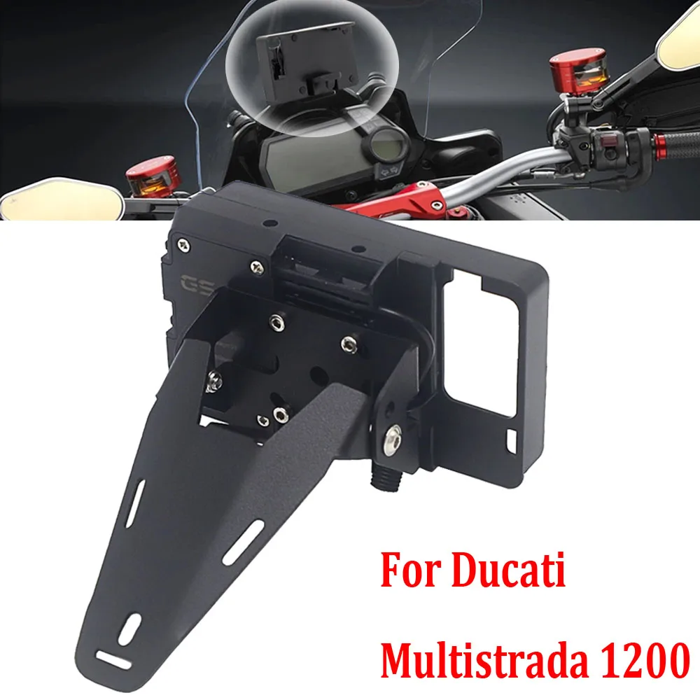 

NEW For DUCATI MULTISTRADA 1200 2013 2014 Stand Holder Phone Mobile Phone GPS Plate Navigation Bracket USB Charging