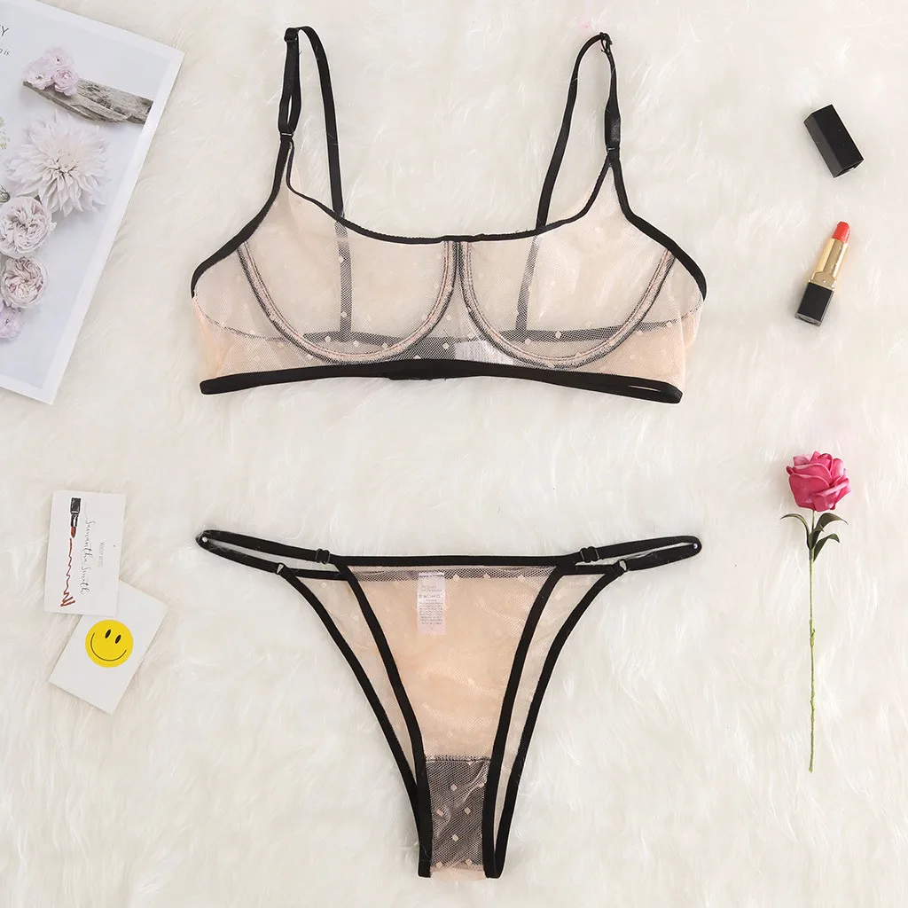 Сексуальный комплект из бюстгальтера и трусиков женское кружевное ажурное