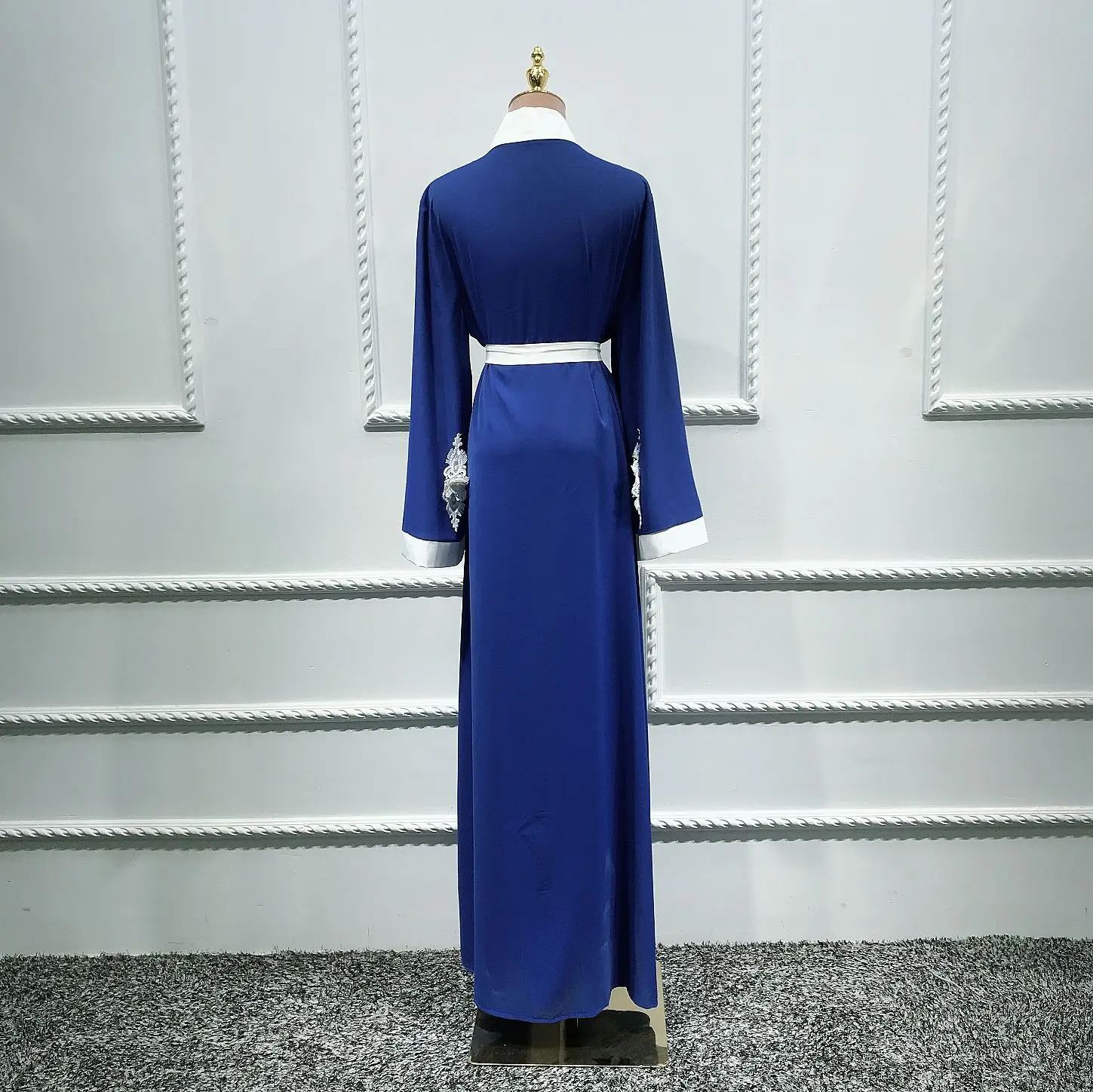 

WEPBEL Women Long Open Dress Vintage Embroidery Lace Full Sleeve Floral Flower Cardigan Dress Muslim Abaya Ramadan