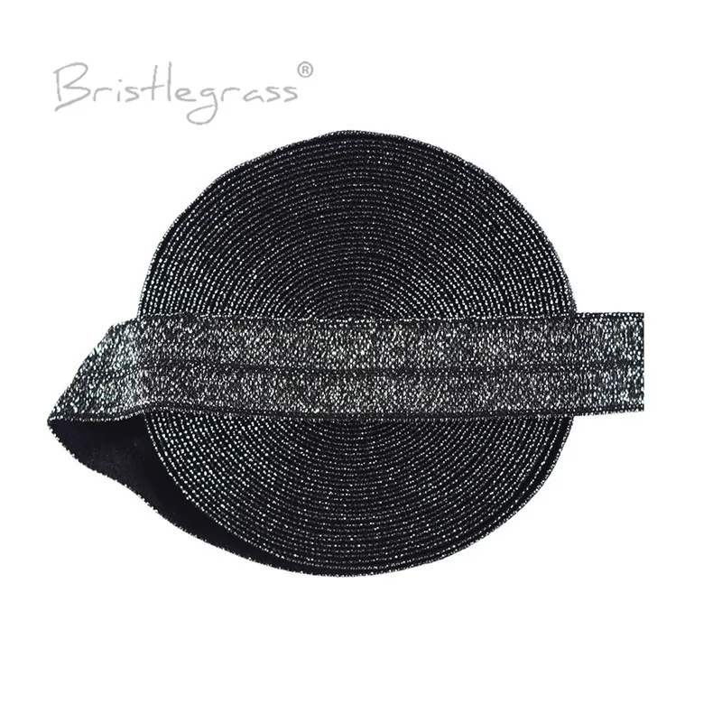 BRISTLEGRASS 5 ярдов 5/8 &quot15 мм Серебристые блестящие черные складные эластичные ленты