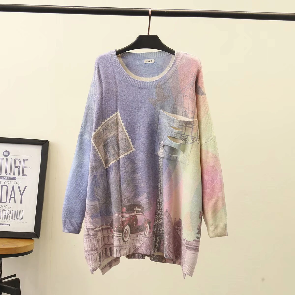 Повседневные свитера размера плюс весенне-осенние женские модные свободные