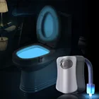 Умный сенсорный ночсветильник для сиденья унитаза, 8 цветов, водонепроницаемая подсветка, светодиодная лампа для туалета, светильник для ванной комнаты и туалета