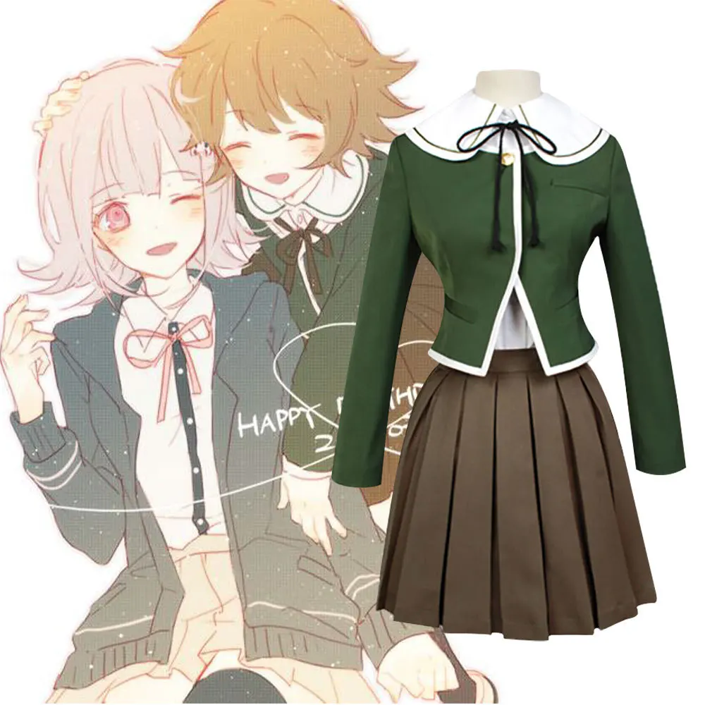 Reenecho Danganronpa Chihiro Fujisaki Косплей парики куртка рубашка юбка набор Monokuma плюшевая
