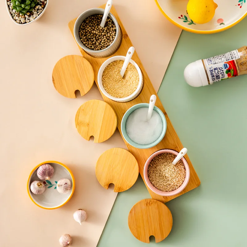 Керамическая коробка для приправ в скандинавском стиле набор бытовая кухонная