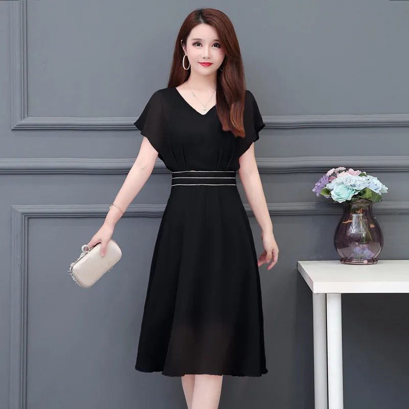 Женское шифоновое платье лето 2019 новый стиль газ Женская Талия для похудения