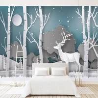 custom 3d abstract forest elk modern living room bedroom background wall painting waterproof canvas mural wallpaper home d%c3%a9cor