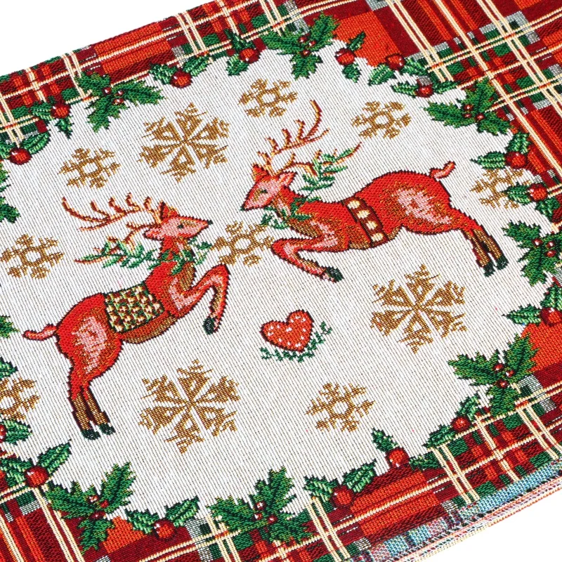 

Trendy Modern Cartoon Print Cotton Christmas Tablecloth Elegant Decor Party Supplies Table Runner Covers Christmas table flag