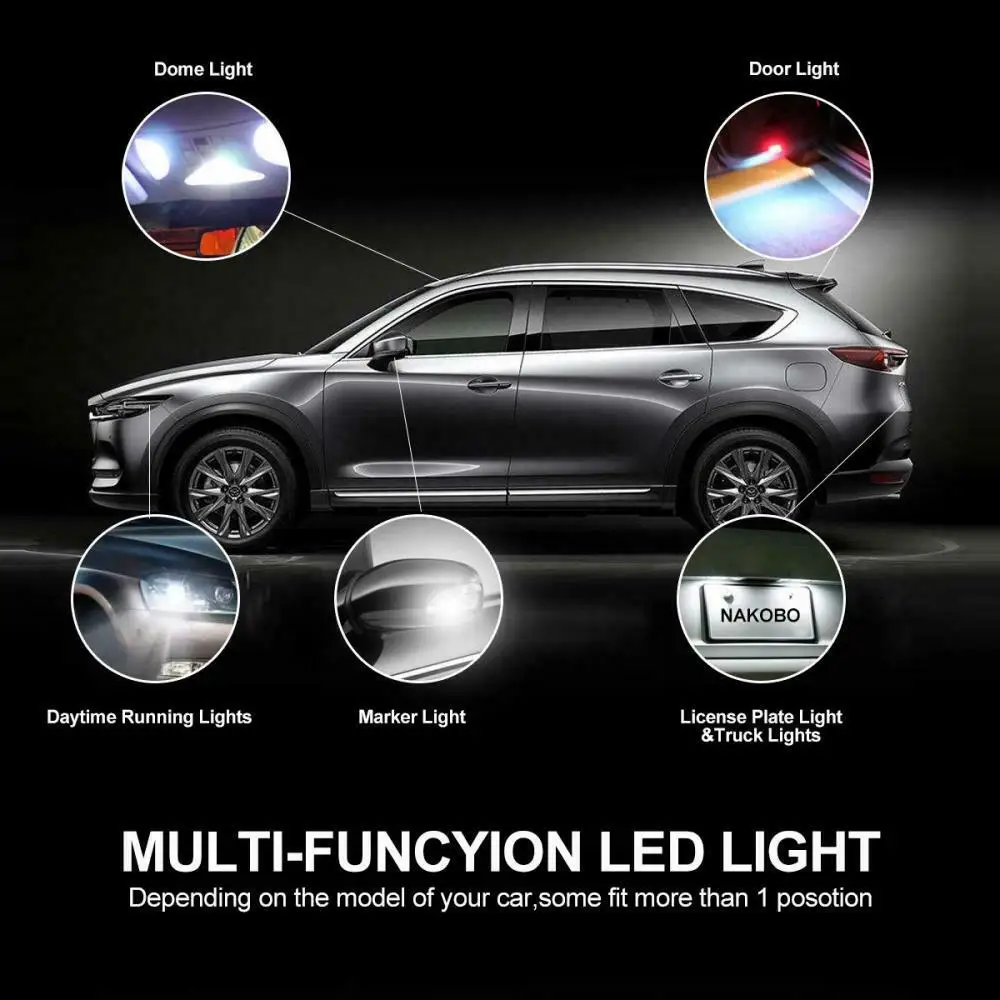 Лампы для номерного знака автомобиля Krator 6 шт. цвет белый Canbus T10 3SMD 3030 194 168 |