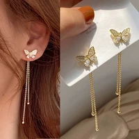 new trendy long tassel butterfly drop earrings gold color 2022 fashion hanging women earrings summer jewelry girls party gift