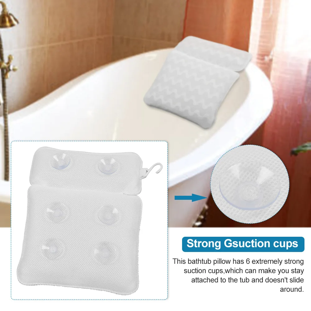 

Universal Luxury Spa Washable Neck Back Support Ergonomic Bathtub Pillow Home Relaxing With Suction Cups Comfortable Hotel Solid