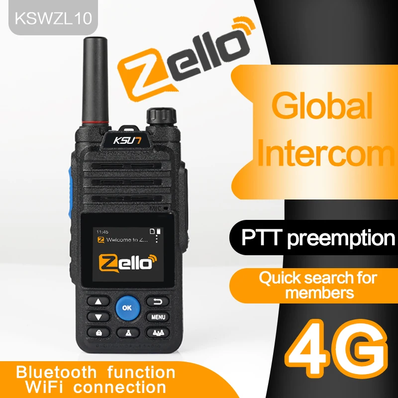 Zello Global Talking Android WIFI Long Range Woki Toki Ham Radio Touch Screen 4G POC Network Radio Sim Card Walkie Talkie 100km