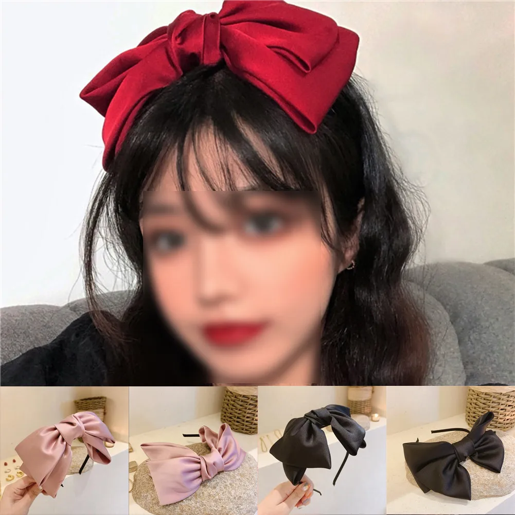 

New Big Bow Bezel Headwear Women Headband Girls Vintage Beautiful Bow Hair Bands Wide Black Hairband Hoop For Hair Accessories