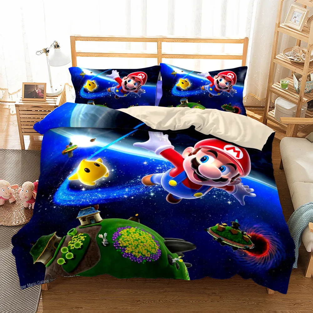 

3D digital printing mario kart 8 game boys bedding set king queen double full twin single size bed linen set