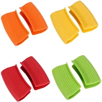 4 pairs silicone assist handle holder hot handle holder sleeves heat insulated pot grip scald proof pan grip cover