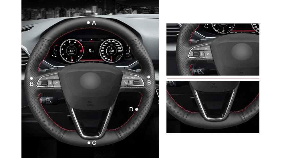 MEWANT черный чехол на руль из натуральной кожи и замши для Seat Leon 5F Mk3 2013- Ibiza 6J Tarraco Arona Ateca Alhambra