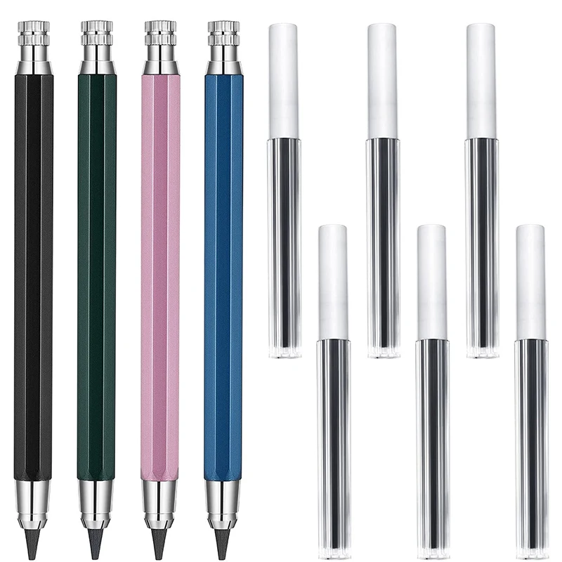 Набор механических автоматических карандашей 5,6 мм, 10 шт., 4 шт., металлические карандаши с 6 трубками, графитовые Сменные стержни для рисован... от AliExpress WW