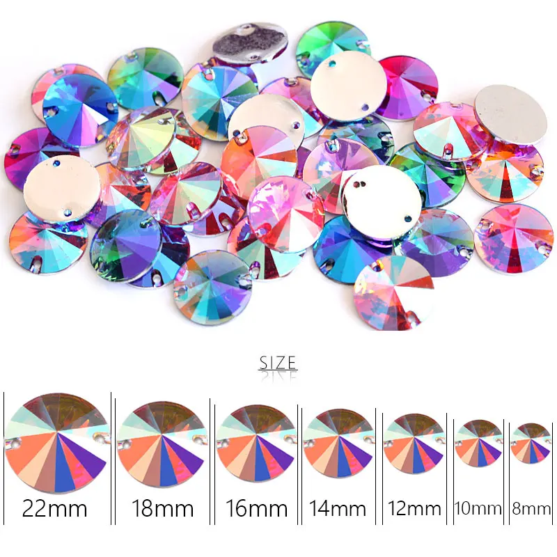 Круглые стразы Rivoli из смолы для шитья Кристальные круглые бусины с плоской