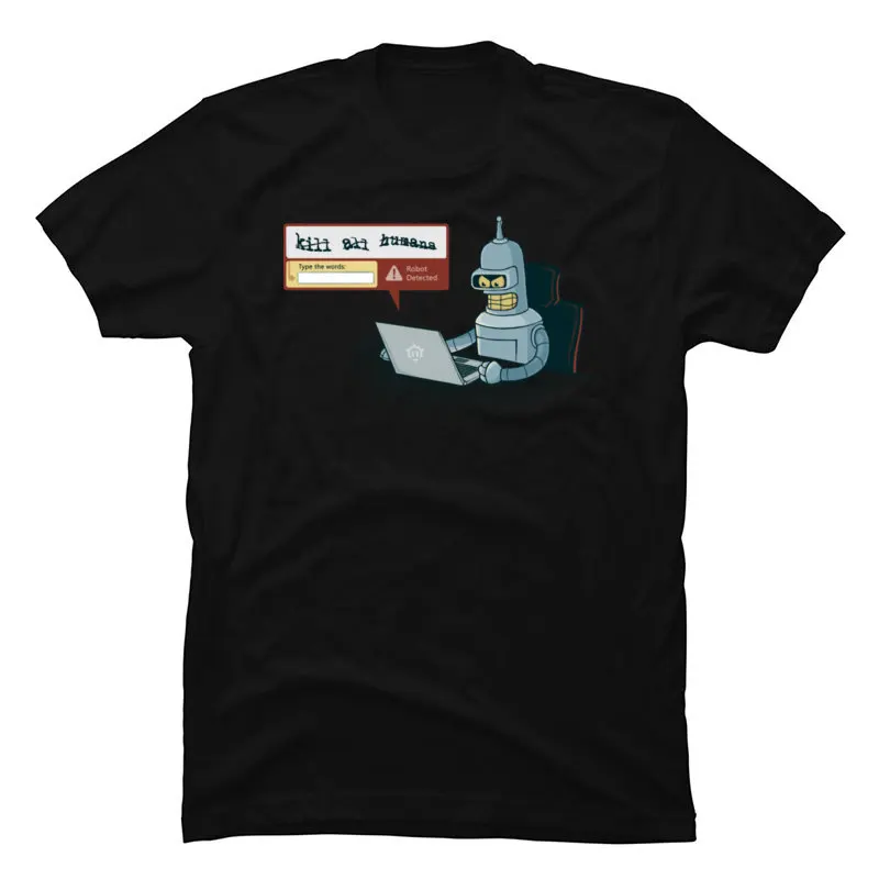 Футболка с роботом и компьютером Уникальные топы короткими рукавами футболка