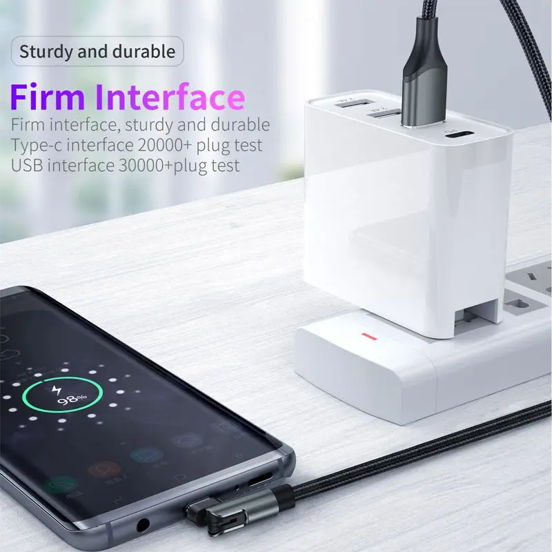 

AKBKTII Type C USB Cable 3A Fast Charging 180 Degree Rotate Type-C Cable Mobile Phone Charger Cable for Samsung Xiaomi Huawei