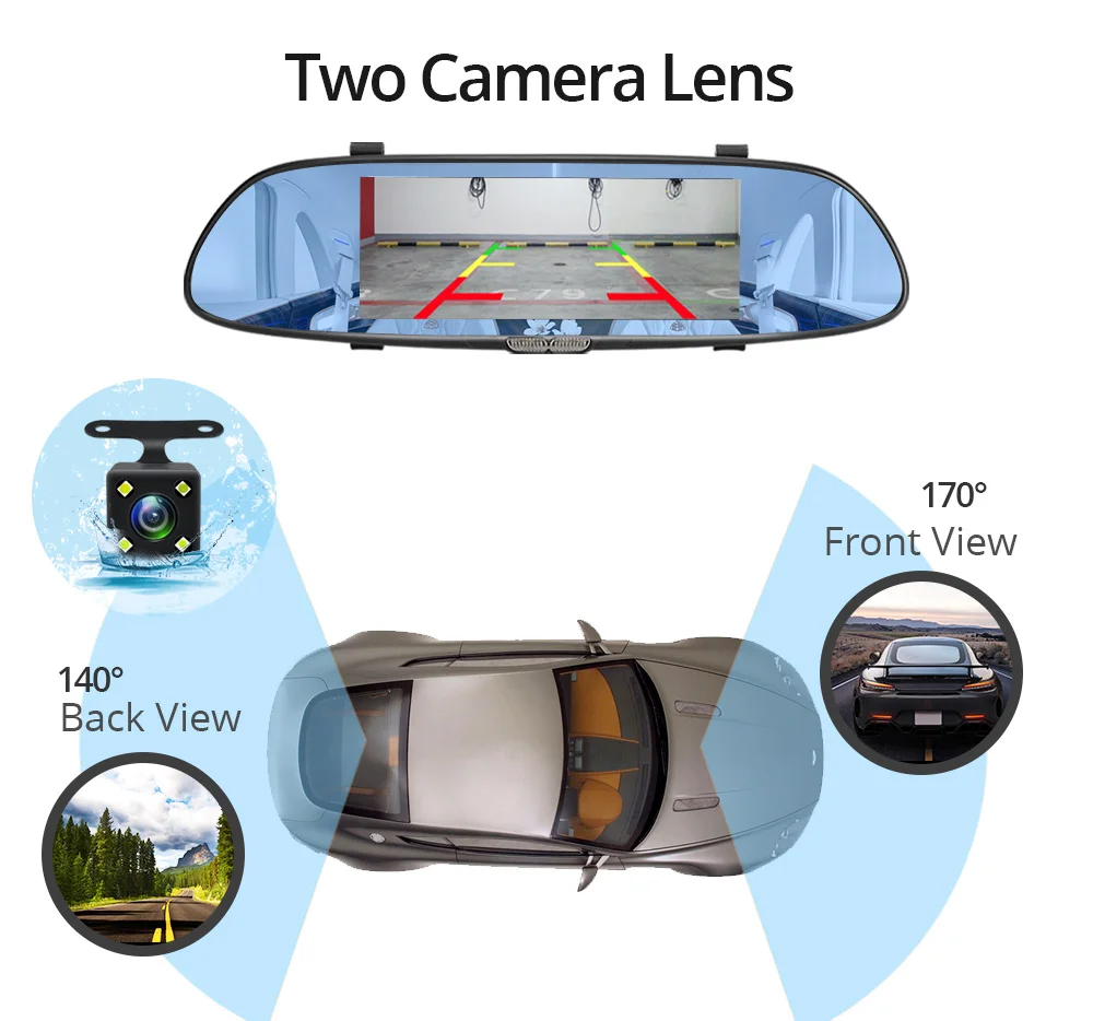 7 дюймовый автомобильный видеорегистратор с сенсорным экраном Full HD 1080P