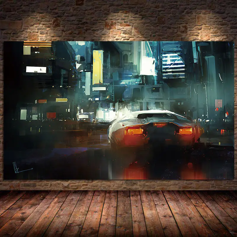 

Graffiti Street View Sports Car Canvas Painting Posters and Prints Wall Art Pictures for Living Room Home Decor Cuadros Unframed