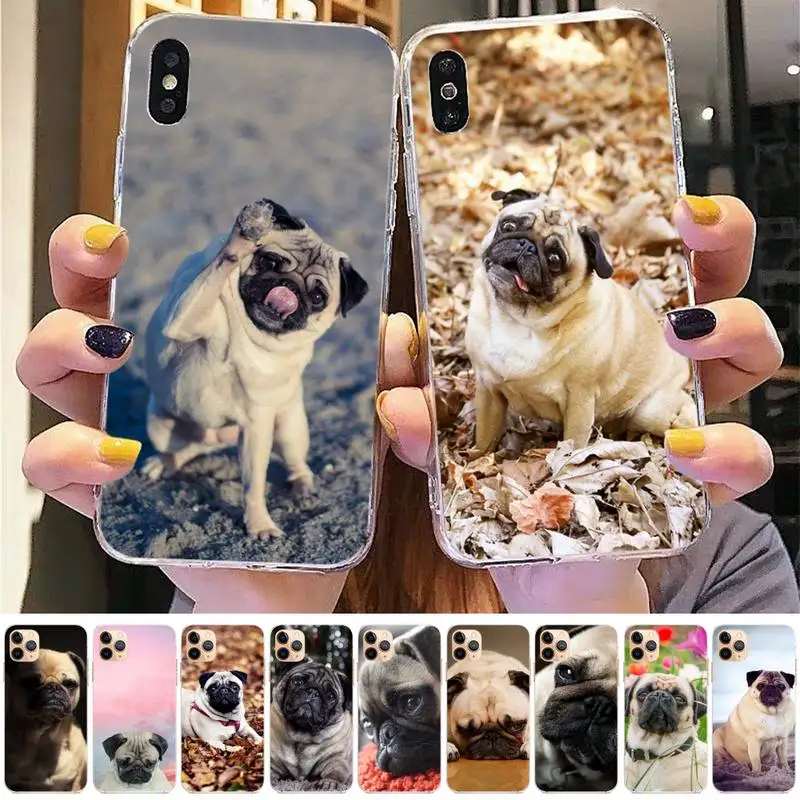 

Animal Cute Pug Dog Phone Case for iphone 13 8 7 6 6S Plus X 5S SE 2020 XR 11 12mini pro XS MAX