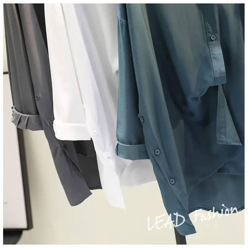 Однотонная Классическая Свободная блузка в Корейском стиле Женская