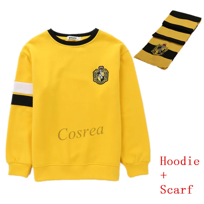 hoodie scarf Костюмы Гермионы Грейнджер, мужская толстовка с капюшоном, толстовка Гриффиндор, униформа Слизерин, Hufflepuff, Ravenclaw, толстовки, пуловер для мальчиков - Цвет: hoodie scarf
