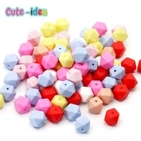 cute idea 200pcs 14mm silicone hexagon beads baby teething chewable teether gifts diy pacifier chain accessories toys bpa free