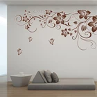 3D обои, наклейки для спальни, дивана, домашний декор, настенные виниловые наклейки сделай сам с коричневыми цветами, лозой, декоративный плакат DW10280
