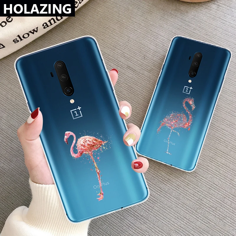 Прозрачный чехол для OnePlus 7T Pro 7 6T 6 розовые Чехлы девочек с принтом фламинго