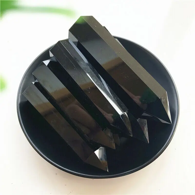 80 100 мм натуральный черный обсидиан кварцевый кристалл точечный исцеляющий