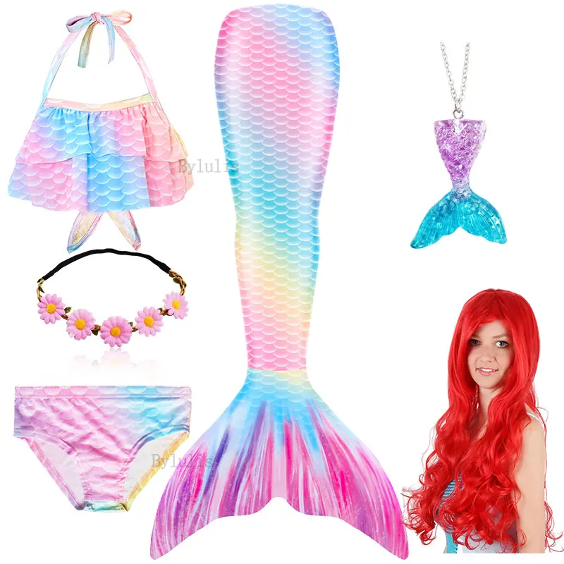 Детский Костюм Русалки с париком для девочек косплей-костюм хвостом и