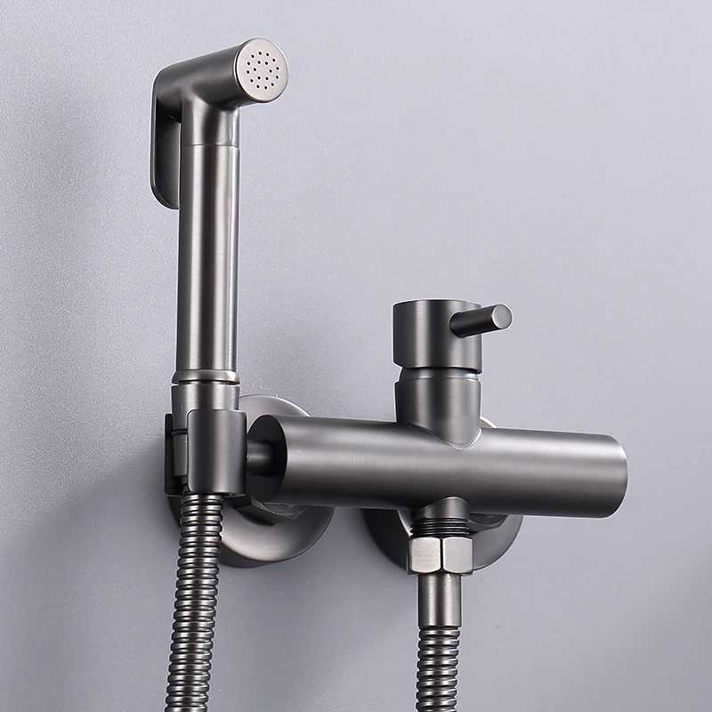Ручной смеситель для биде кран унитаза никель латунь настенный с шлангом горячей