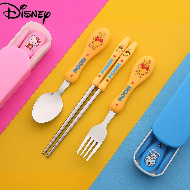 

Disney Cartoon Three-piece Children's Tableware Outdoor Portable Thickened Stainless Steel Tableware Spoon Fork Chopsticks
