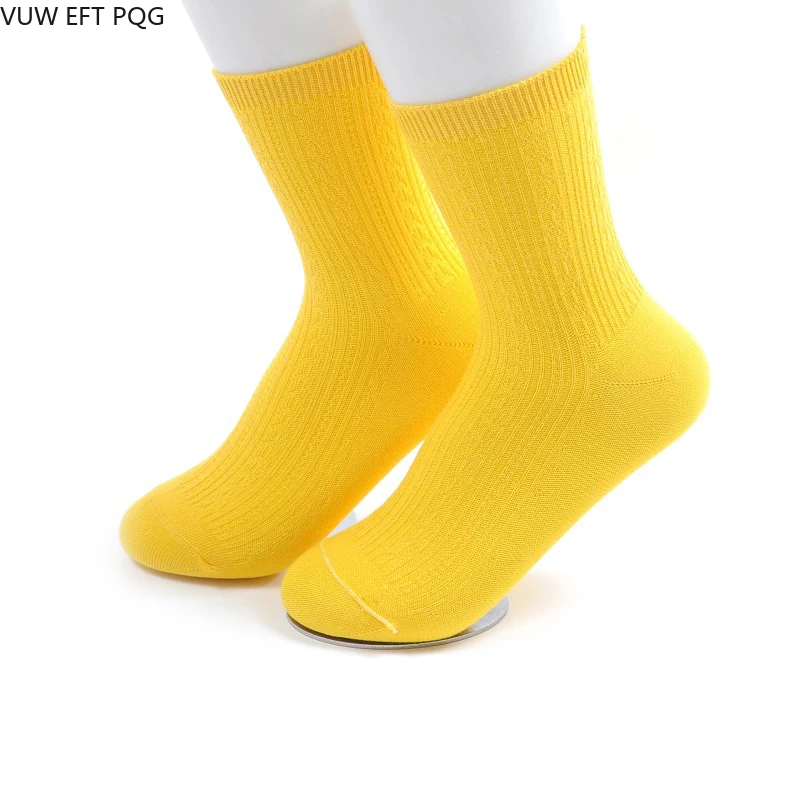 Bamboo Fiber Tube Women's Socks Spring And Autumn Cotton Socks Sweat Absorbent Breathable Solid Color Fashionable Versatile