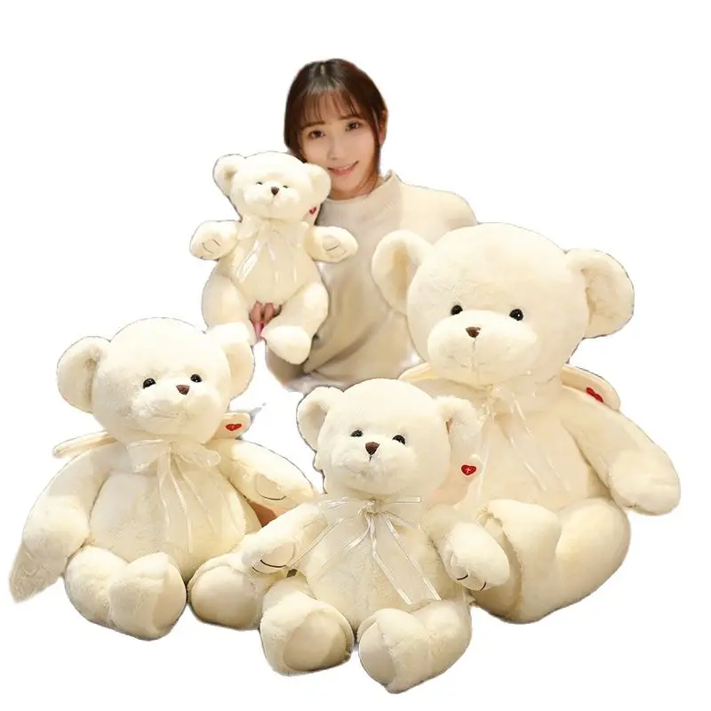 

Hot New Quality White Rose Fragrance Angel Bear Plush Toy Soft Stuffed Cartoon Animal Teddy Bear Doll Valentine's Gift For Girls